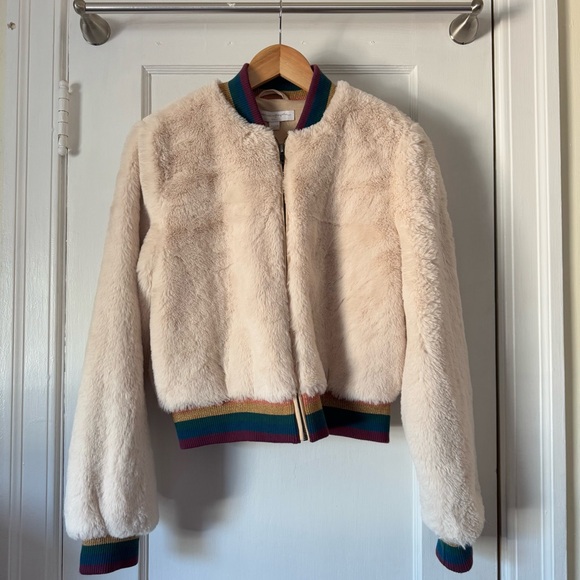 Spiritual Gangster Cream Furry Bomber Jacket - Picture 13 of 13